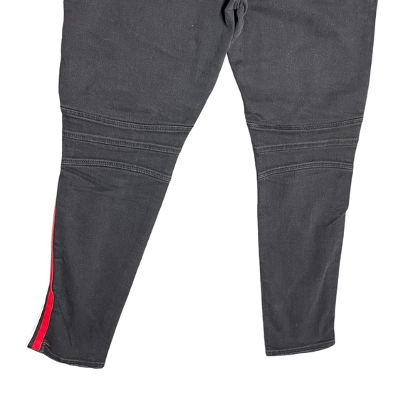 Preme Men’s Black 42x34 Devotion Moto Distressed Skinny Jean Red White Stripes - Picture 6 of 13